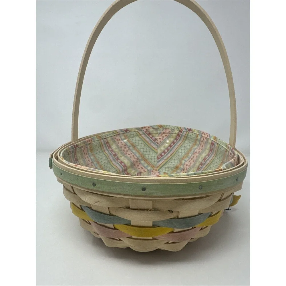 Longaberger 2009 Large Easter Egg Shape Whitewash Basket Liner & Protector Tie